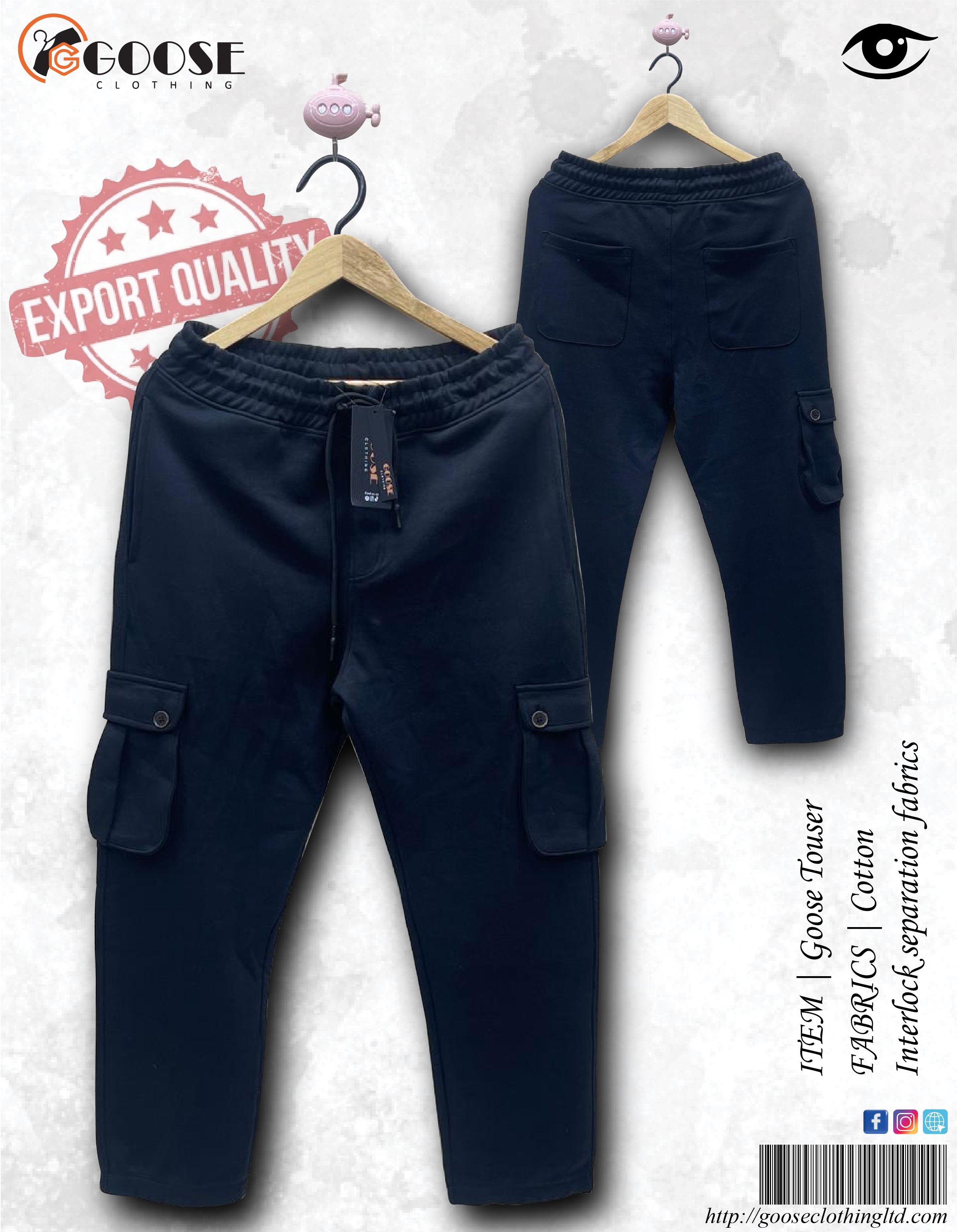 Goose Side Button Six Pocket Trouser