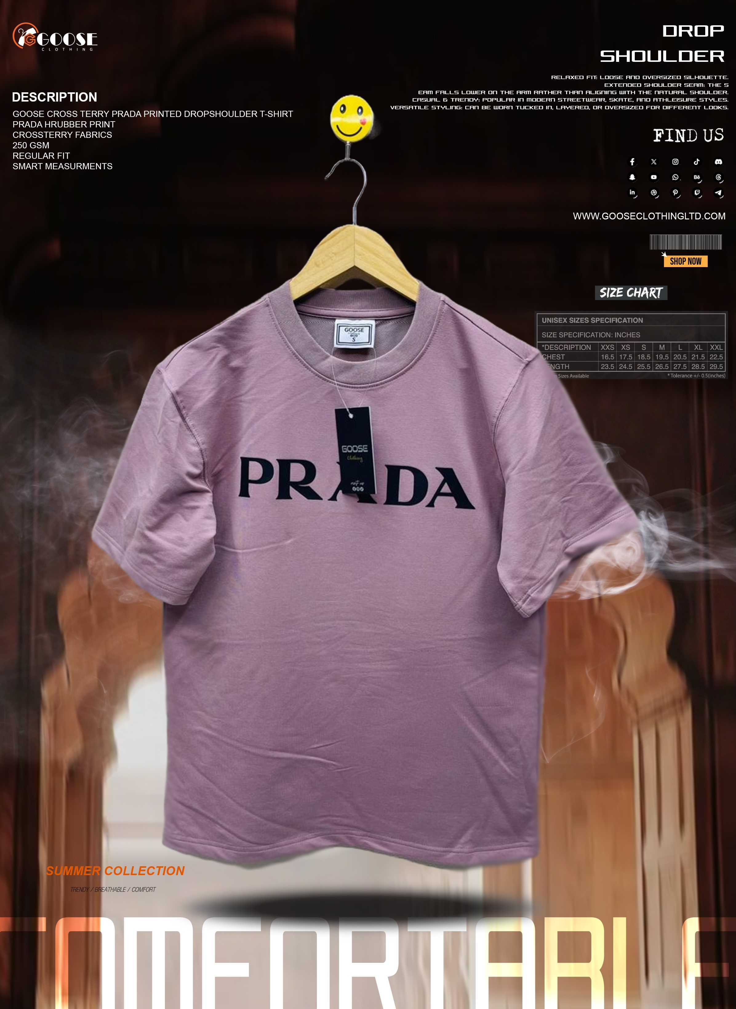 Goose Prada Rubber Print Cross Terry Dropshoulder Tee