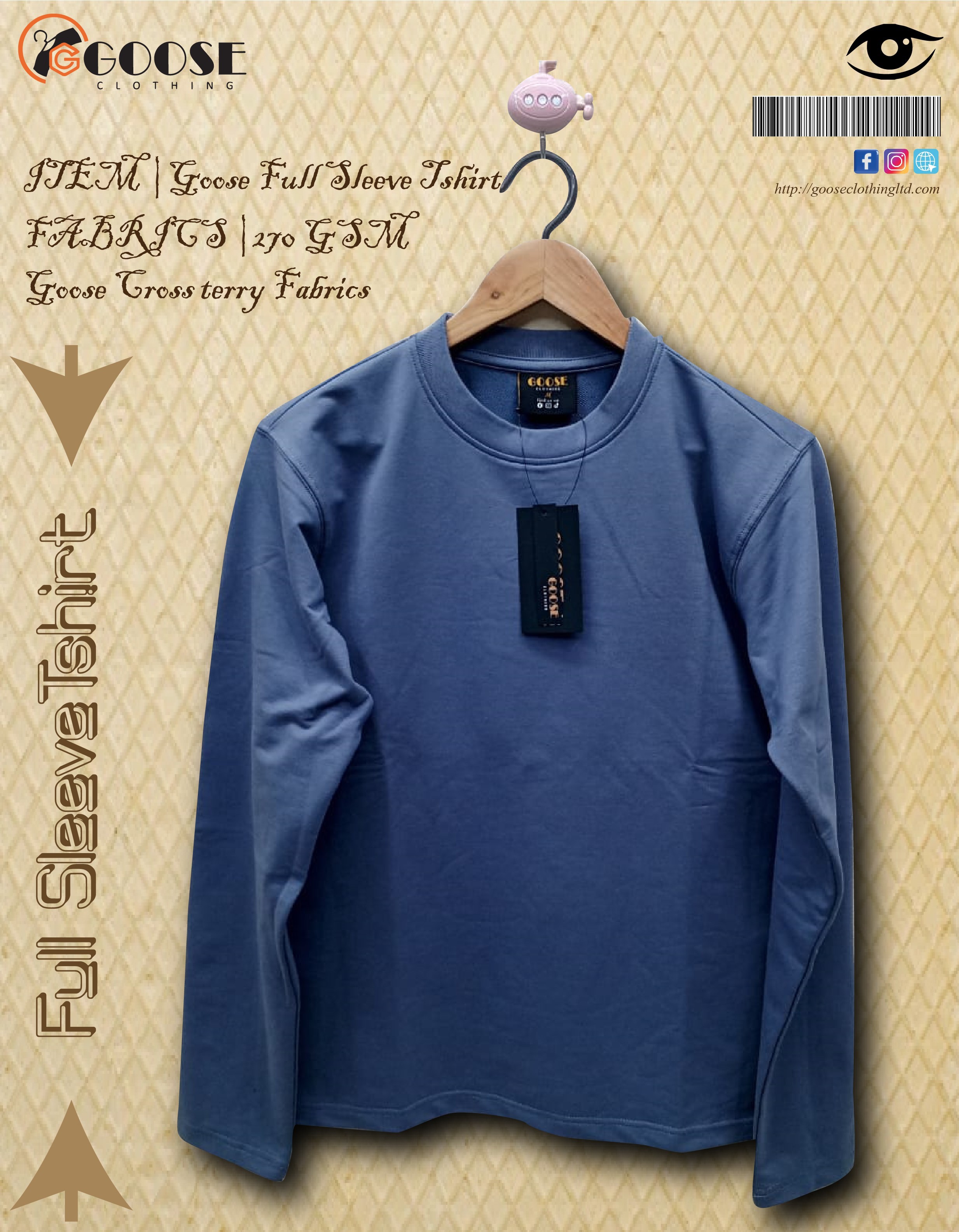 Goose cross Terry Fabrics Full sleeve Tshirt