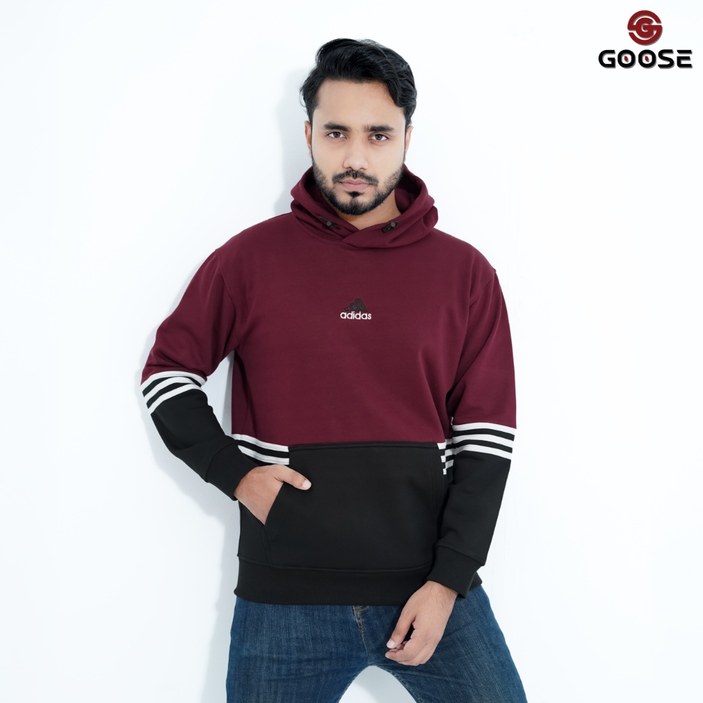 Adidas Contrast Three Stipe Oversized Hoodie