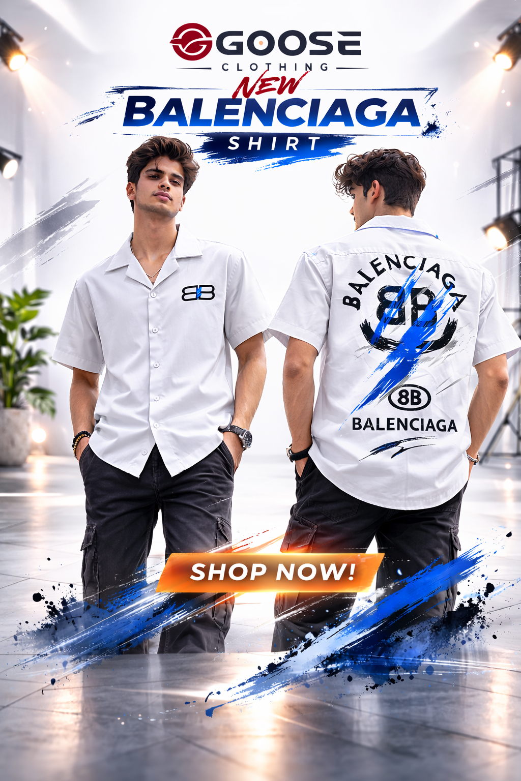 Balenciaga Front Back Print Dropshoulder Shirt